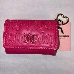 Juicy Couture Pink League Double Sided Trifold Flap Snap Logo Wallet PINK FLASH
